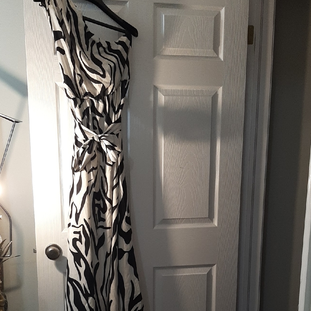 Elegant Zebra Print One-Shoulder Dress